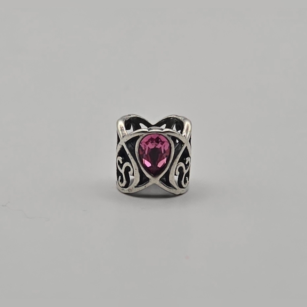 Soufeel 925 Sterling Silver Pink Teardrop Filigree Charm | Vintage-Inspired Bead